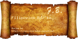 Filipovics Béke névjegykártya